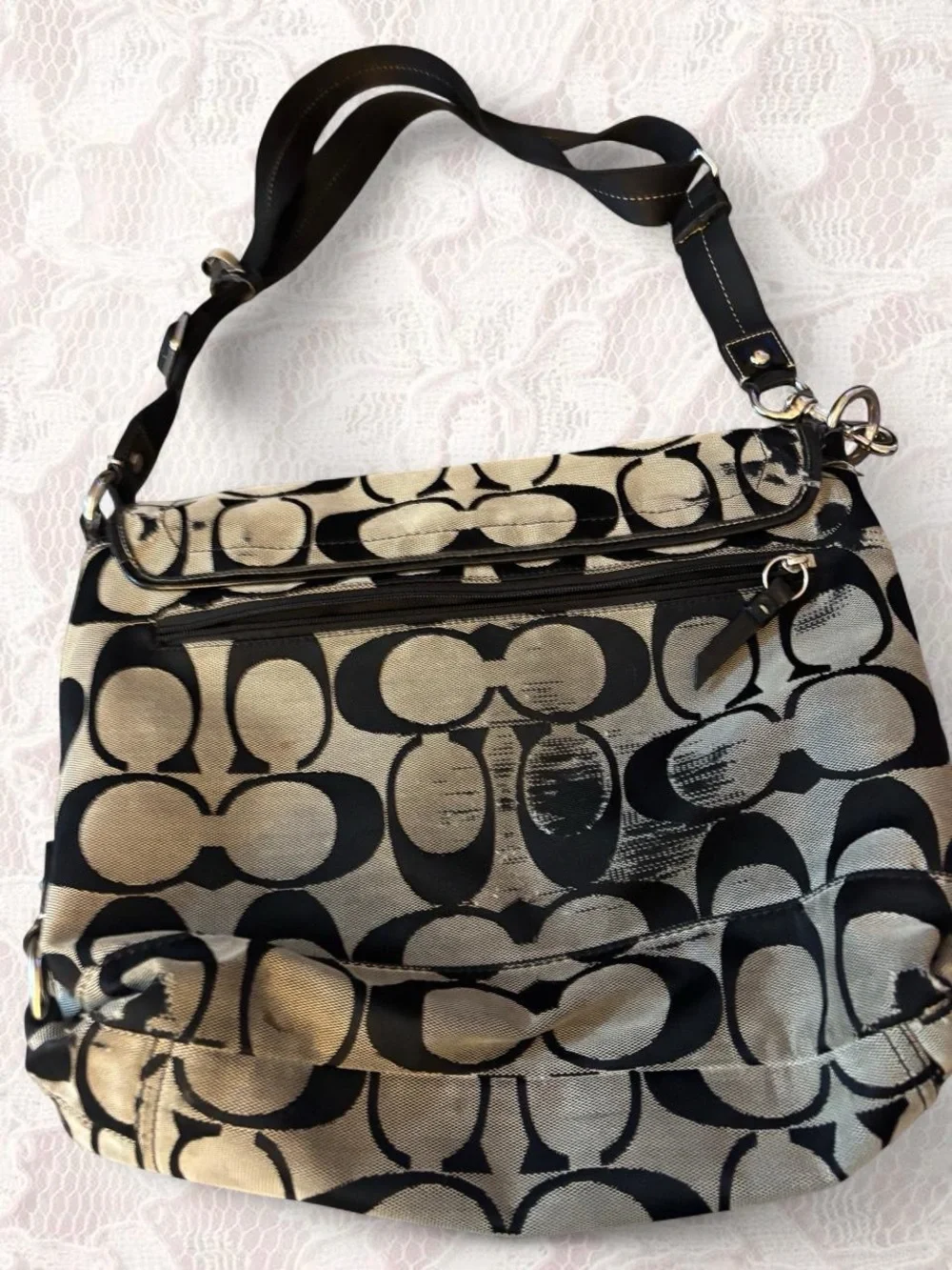 Coach Signature Canvas Satchel in Khaki and Black